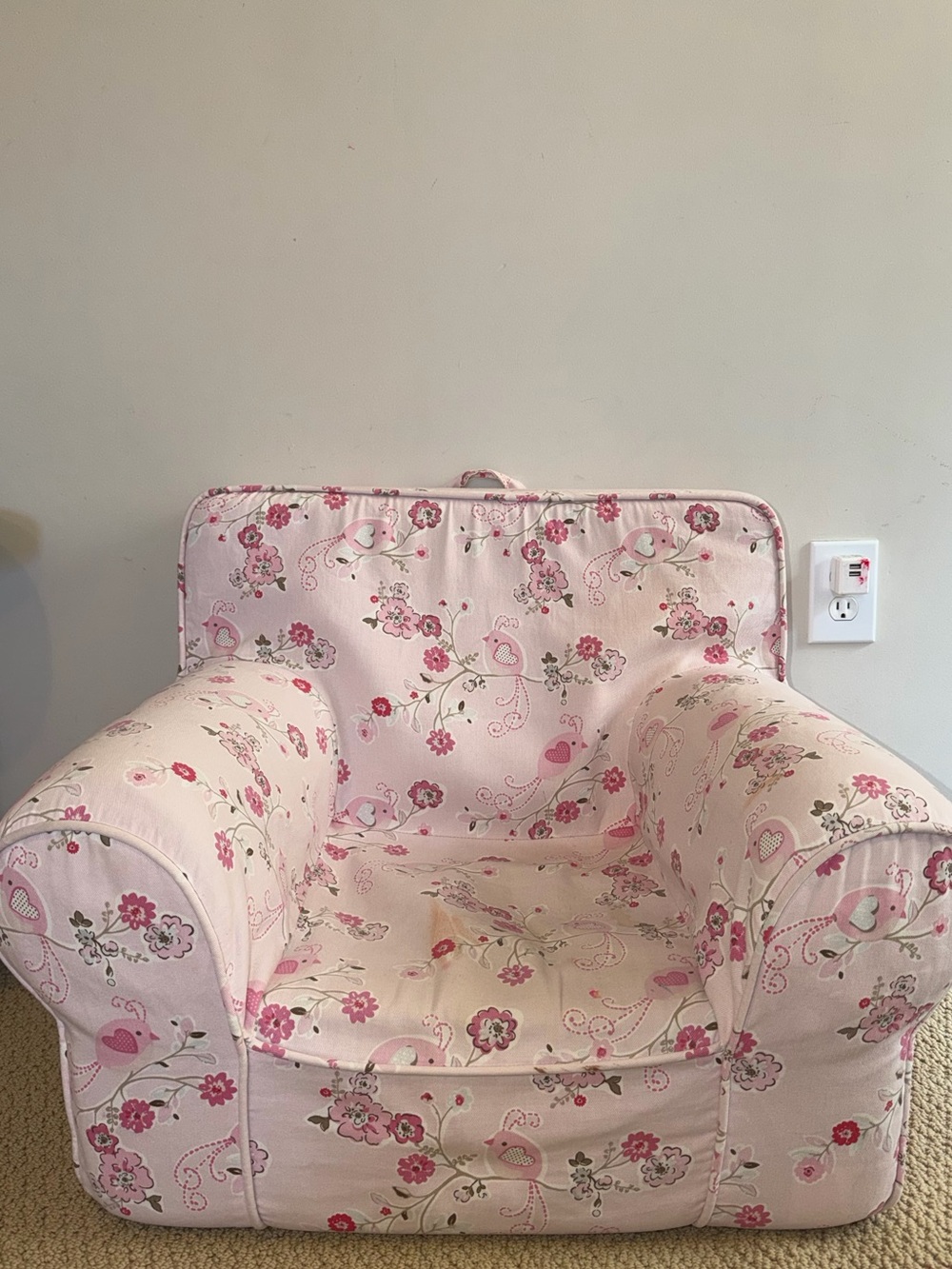 Pottery Barn Kids anywhere Pink Floral Upholstered Kids Armchair